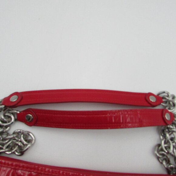 Coach Liquid Gloss Collection Red High Shine Shoulder Bag Purse Chain Strap - Picture 9 of 16